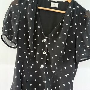 Wilfred Polka Dot V-Neck Button Top